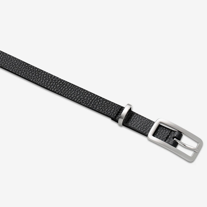 Status Anxiety Muse Leather Belt - Black/Silver