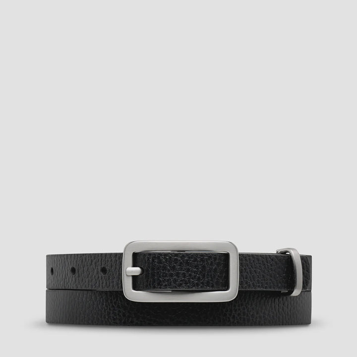 Status Anxiety Muse Leather Belt - Black/Silver