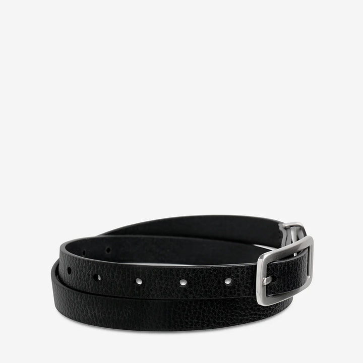 Status Anxiety Muse Leather Belt - Black/Silver