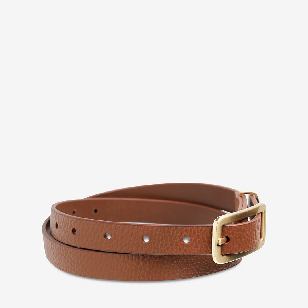 Status Anxiety Muse Leather Belt - Tan/Gold
