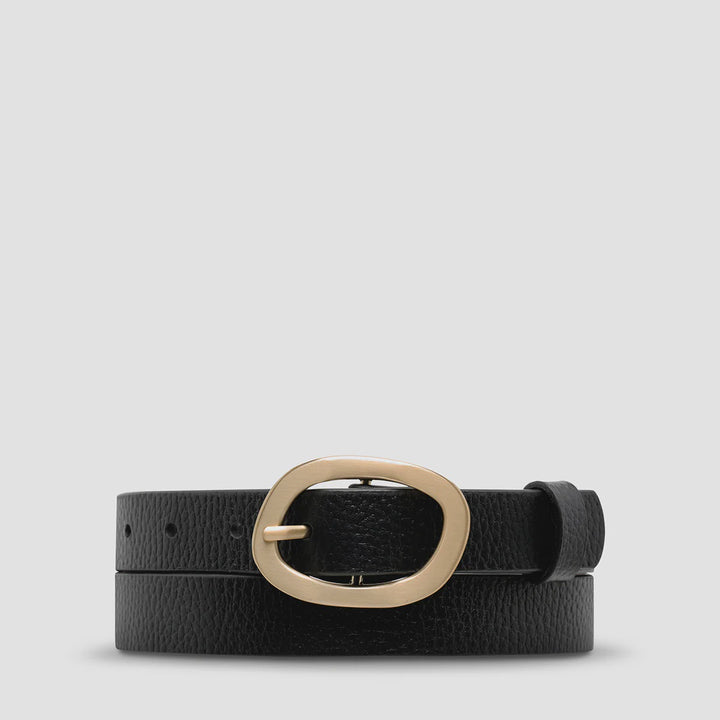Status Anxiety Nocturne Leather Belt - Black/Gold