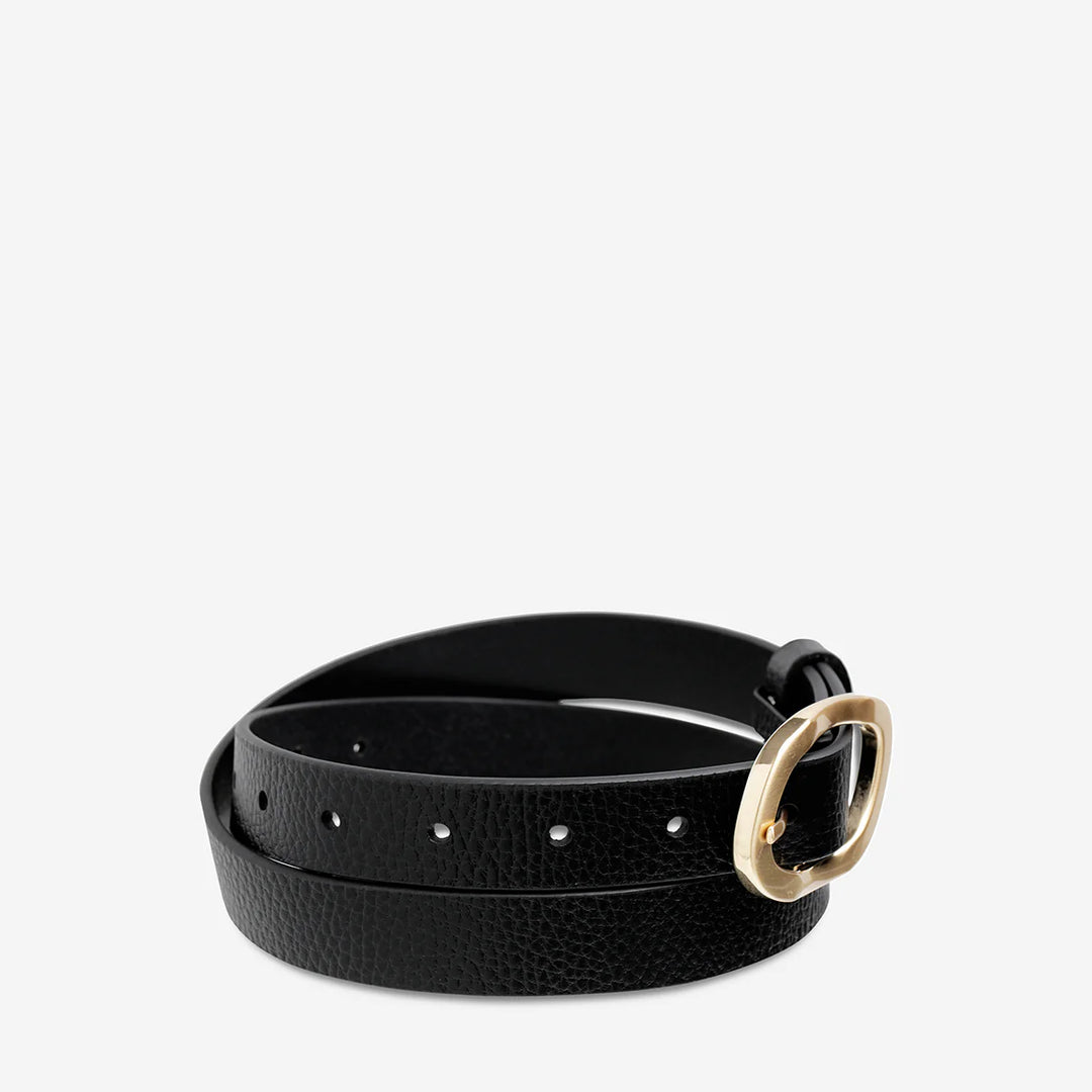 Status Anxiety Nocturne Leather Belt - Black/Gold