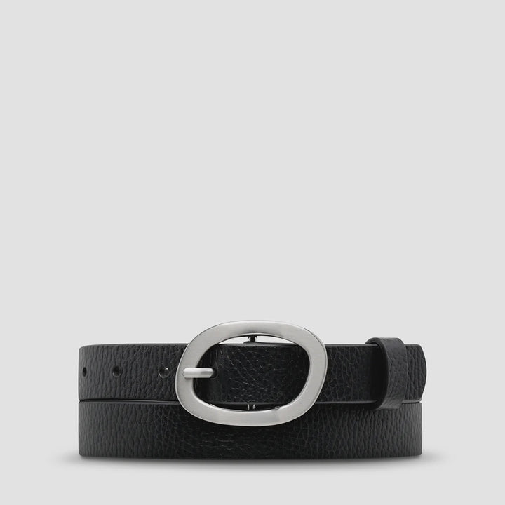 Status Anxiety Nocturne Leather Belt - Black/Silver