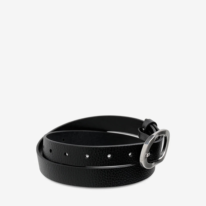 Status Anxiety Nocturne Leather Belt - Black/Silver