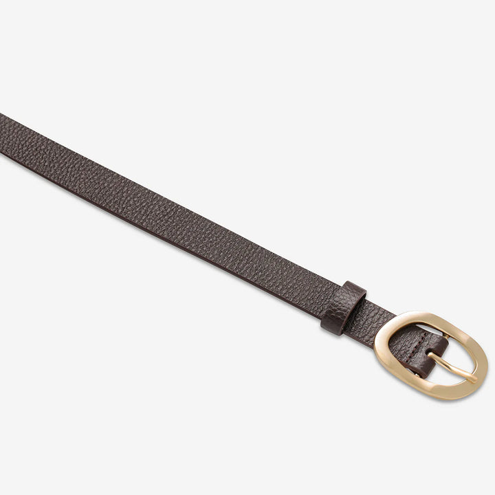 Status Anxiety Nocturne Leather Belt - Choc/Gold