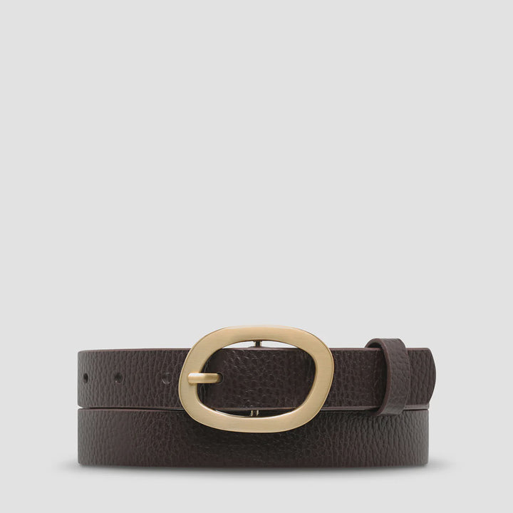 Status Anxiety Nocturne Leather Belt - Choc/Gold