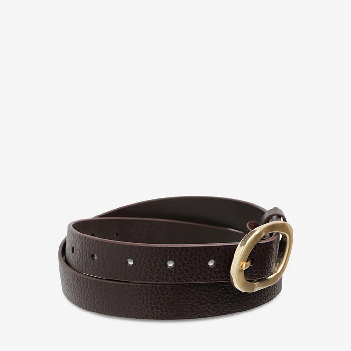 Status Anxiety Nocturne Leather Belt - Choc/Gold