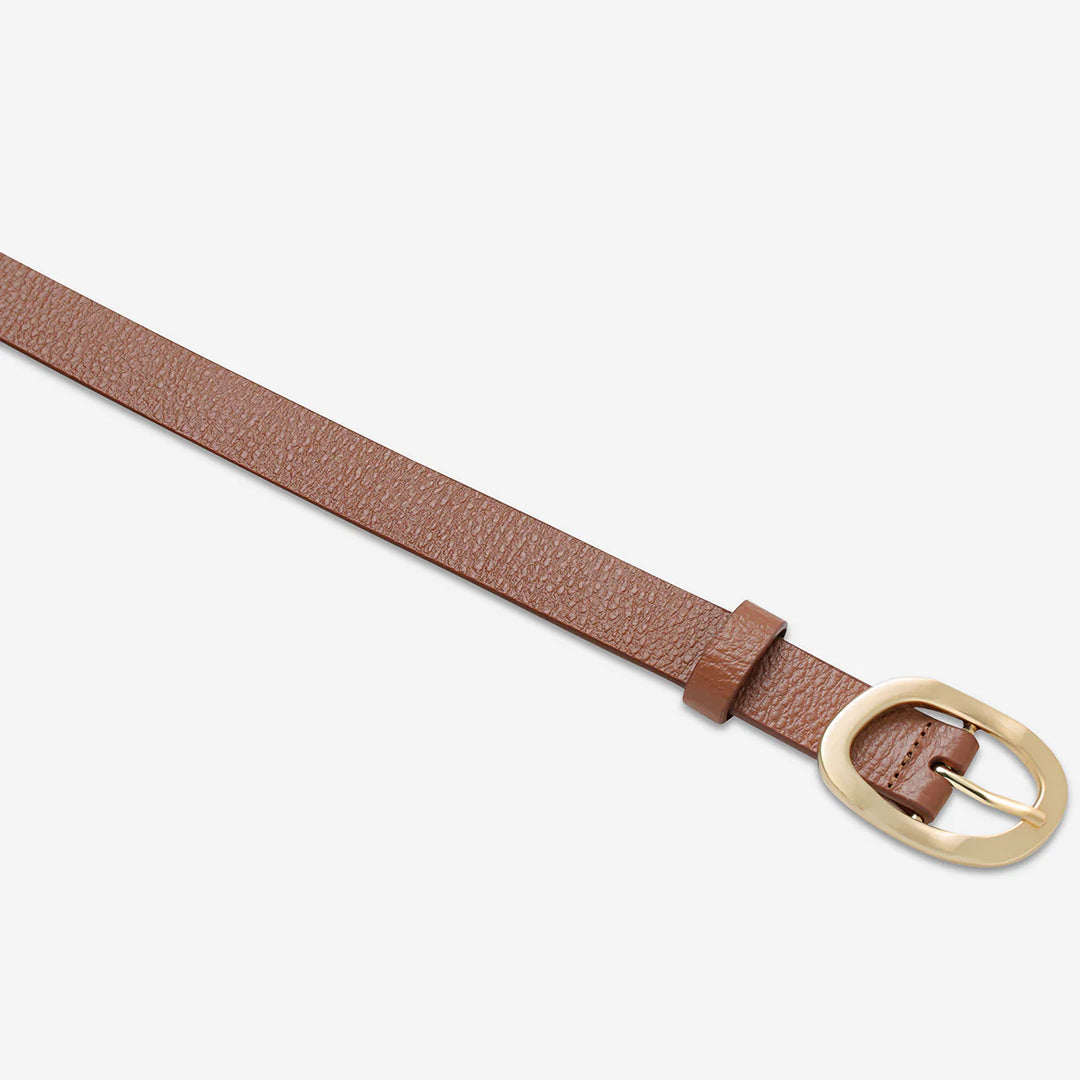 Status Anxiety Nocturne Leather Belt - Tan/Gold