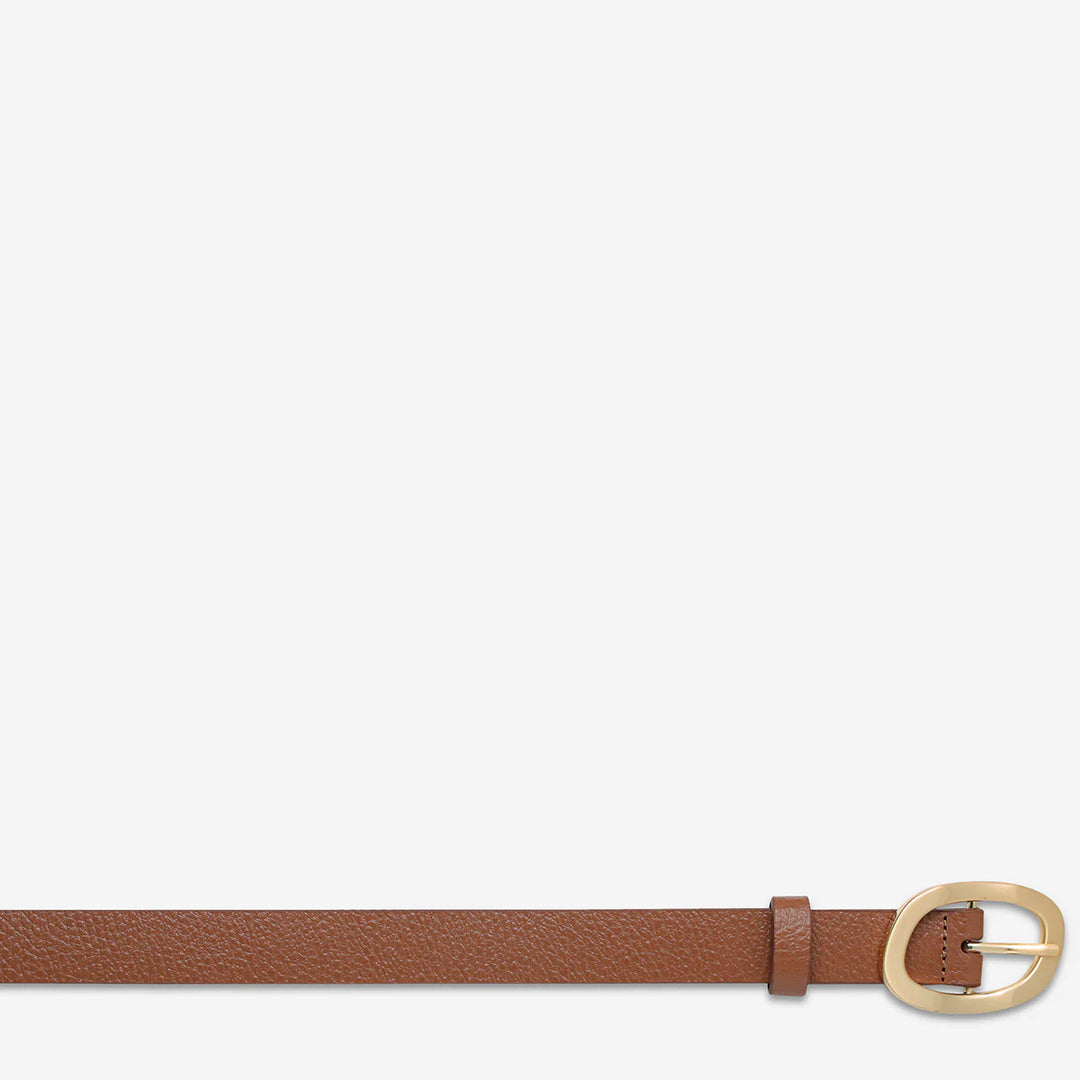 Status Anxiety Nocturne Leather Belt - Tan/Gold