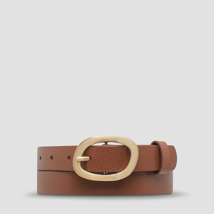 Status Anxiety Nocturne Leather Belt - Tan/Gold