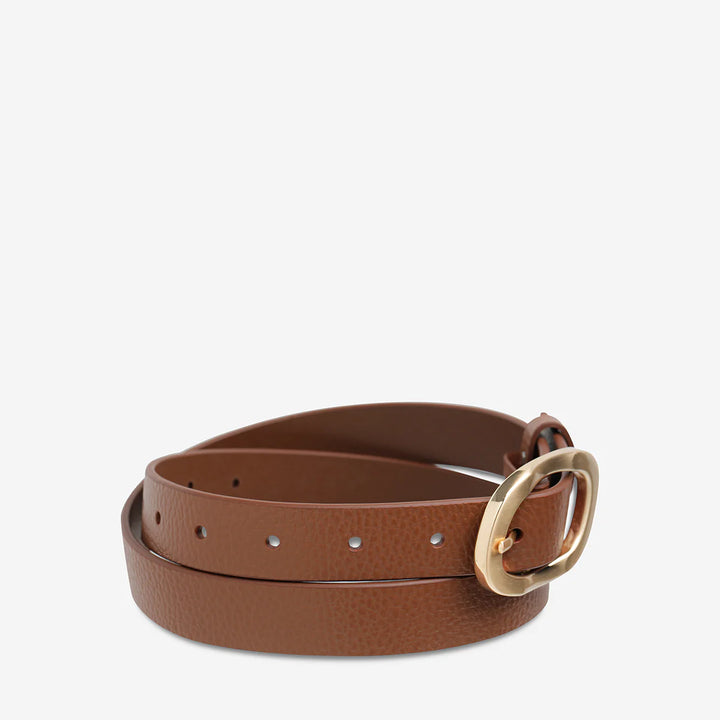 Status Anxiety Nocturne Leather Belt - Tan/Gold