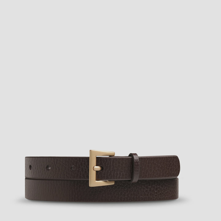 Status Anxiety Part Of Me Leather Belt - Choc/Gold