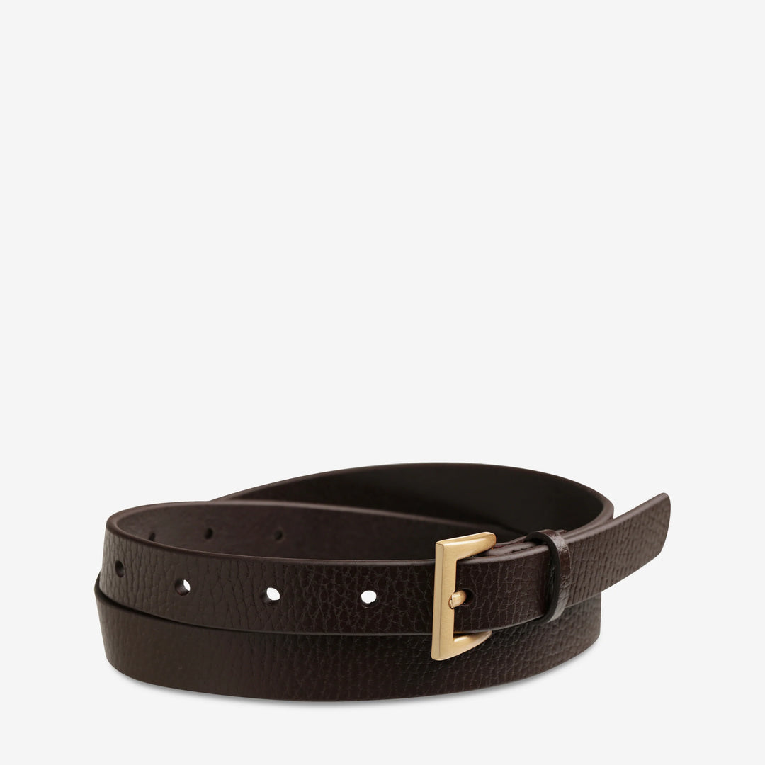 Status Anxiety Part Of Me Leather Belt - Choc/Gold