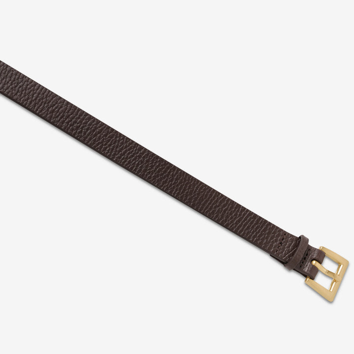 Status Anxiety Part Of Me Leather Belt - Choc/Gold