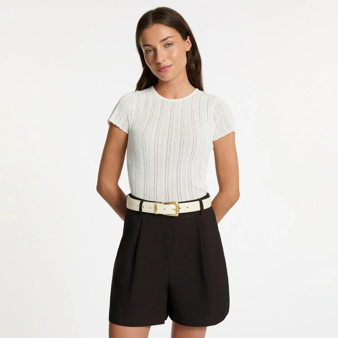 Status Anxiety Some Time Later Belt - Ivory Nappa/Gold