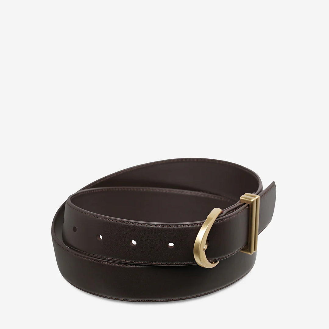 Status Anxiety Under Your Spell Belt- Choc Nappa/Gold
