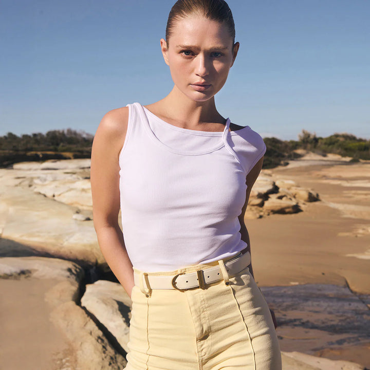 Status Anxiety Under Your Spell Belt- Ivory Nappa/Gold