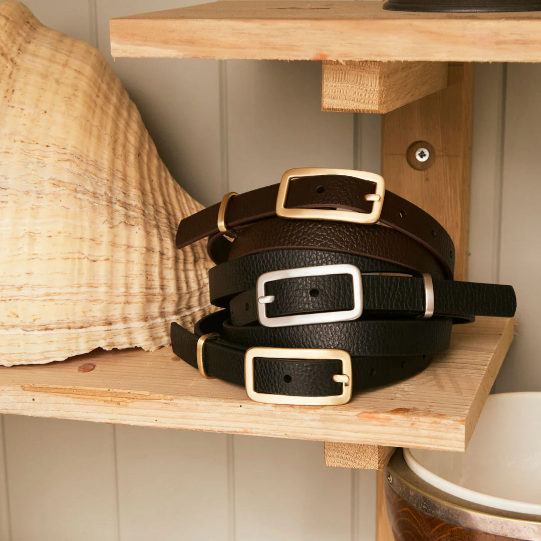 Status Anxiety Muse Leather Belt - Black/Gold