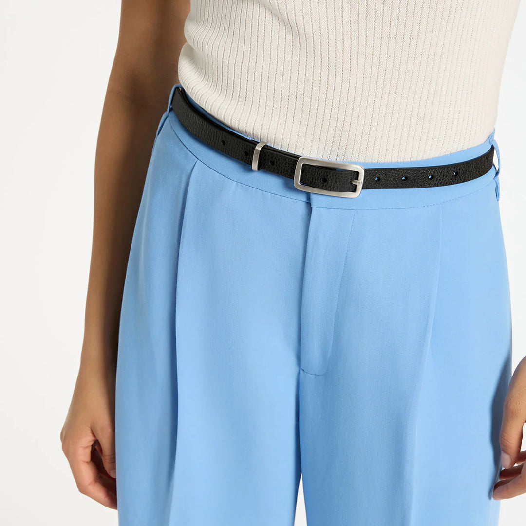 Status Anxiety Muse Leather Belt - Black/Silver