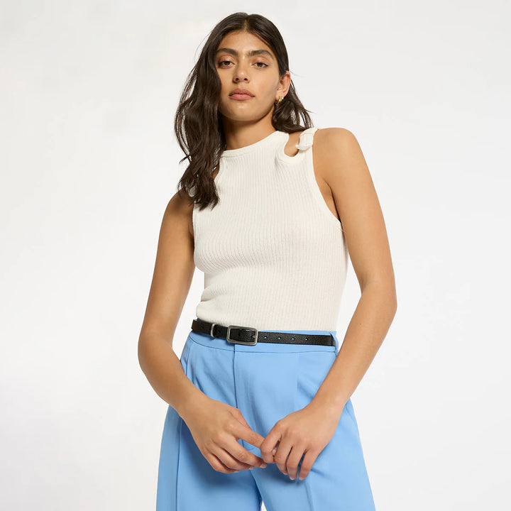 Status Anxiety Muse Leather Belt - Black/Silver