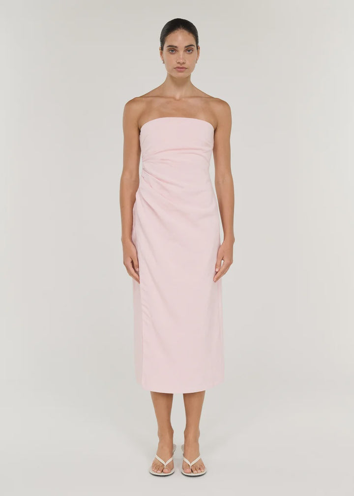 Staple The Label Avella Strapless Midi Dress - Rose Pink