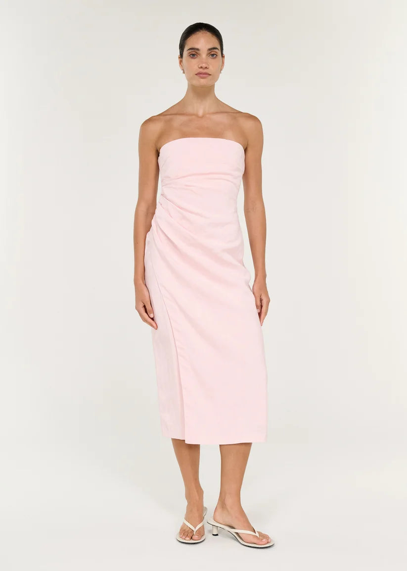 Staple The Label Avella Strapless Midi Dress - Rose Pink