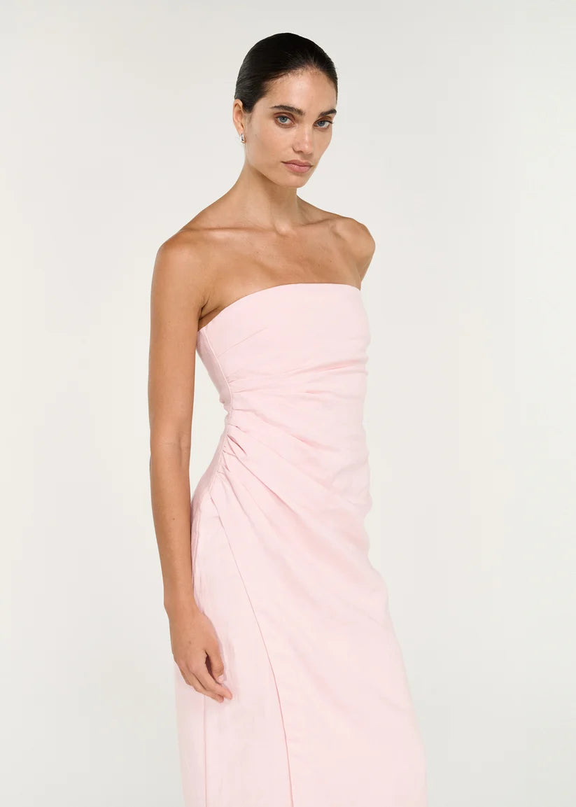 Staple The Label Avella Strapless Midi Dress - Rose Pink