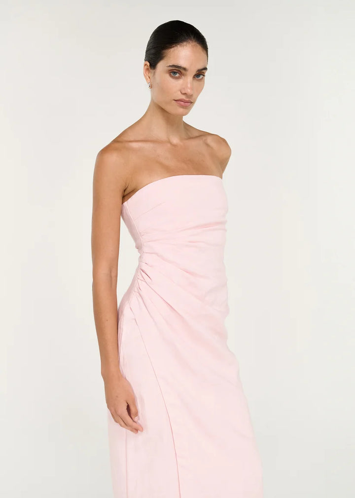 Staple The Label Avella Strapless Midi Dress - Rose Pink