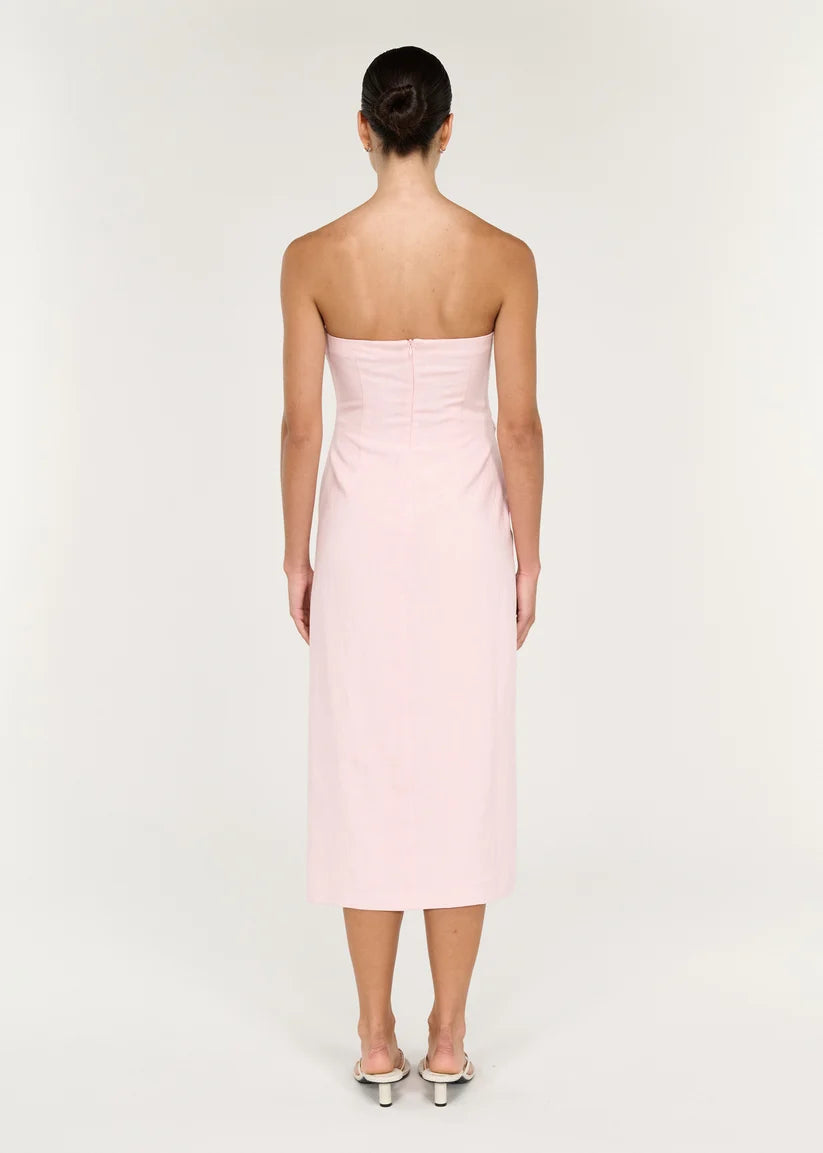 Staple The Label Avella Strapless Midi Dress - Rose Pink