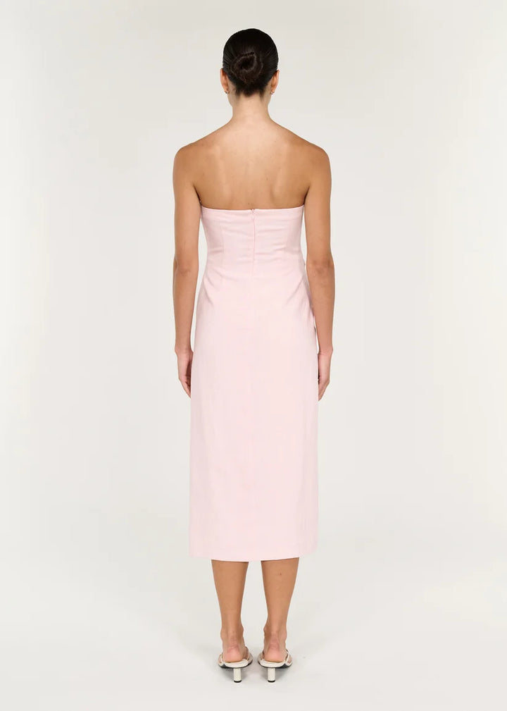 Staple The Label Avella Strapless Midi Dress - Rose Pink