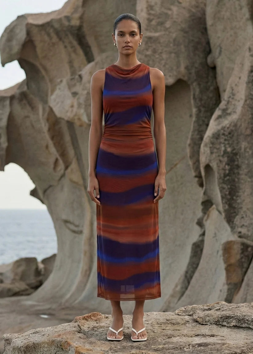 Staple The Label Vista Mesh Midi Dress - Ombre