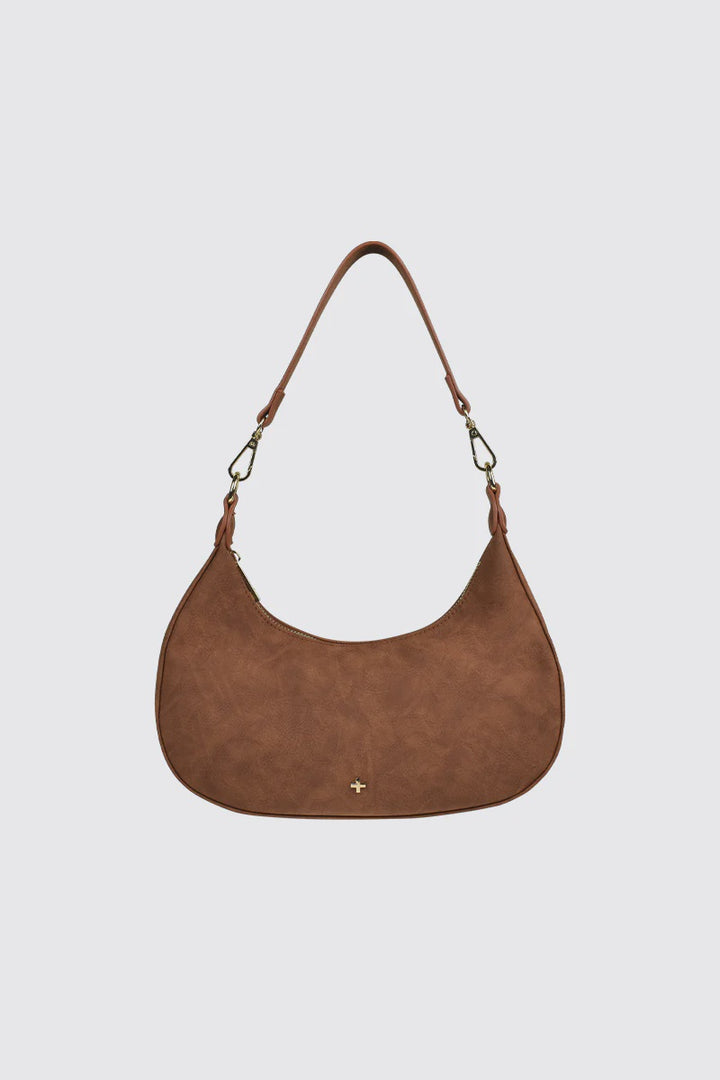 Peta + Jain Willow Faux Nubuck Shoulder Bag - Tan Nubuck/Gold