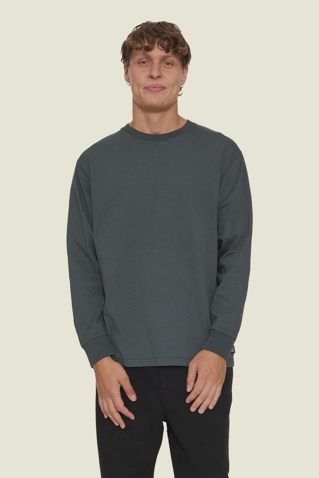 Thrills Military Oversize Long Sleeve Tee - Petrol