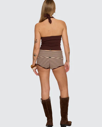 Thrills Dayna Knit Halter Top - Bitter Chocolate