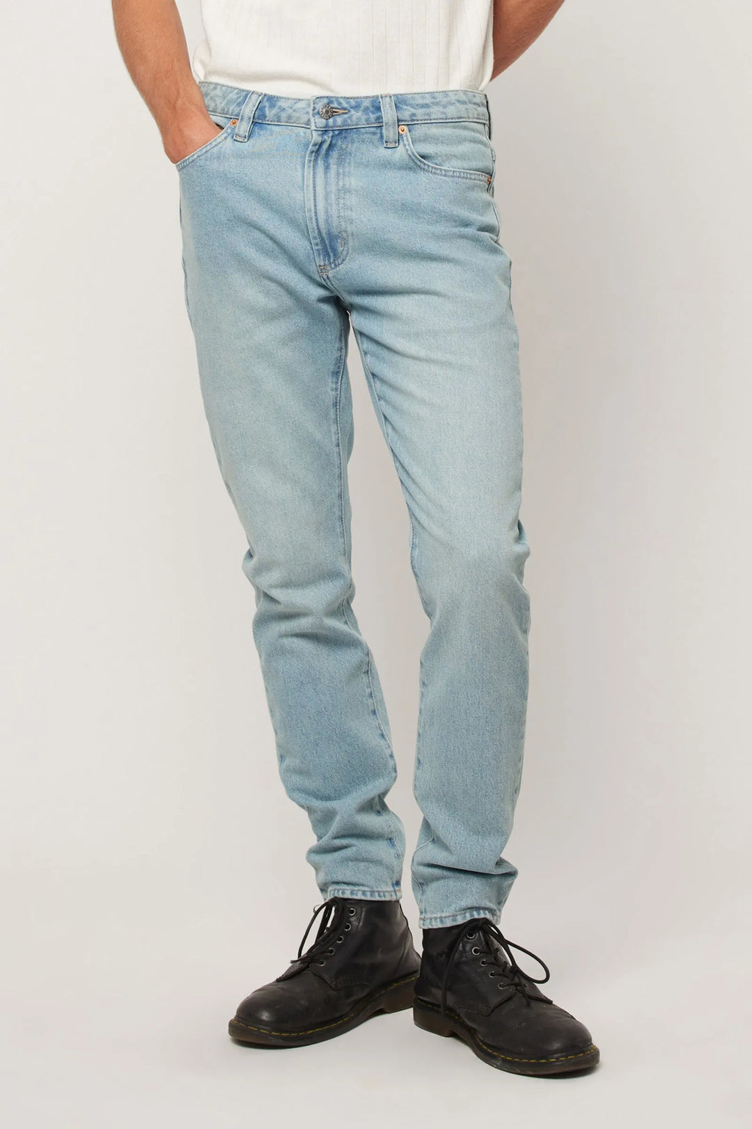 Rolla's Tim Slims Jean - Keel Blue - Bleached Vintage Indigo