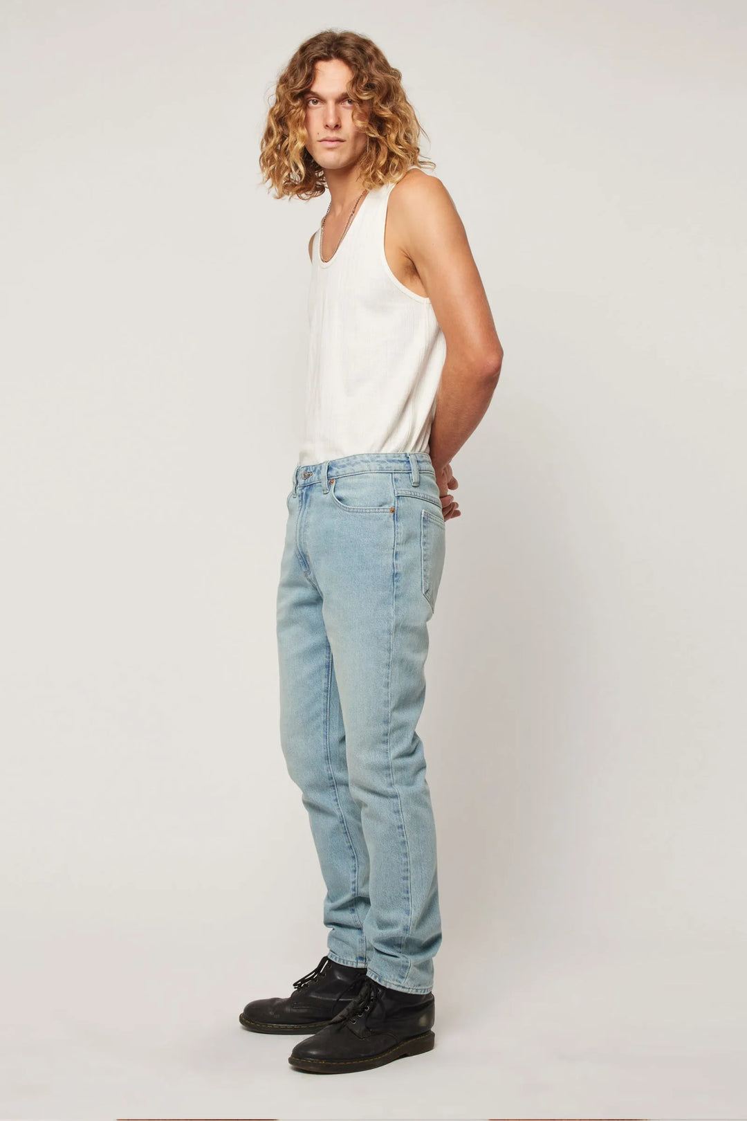 Rolla's Tim Slims Jean - Keel Blue - Bleached Vintage Indigo