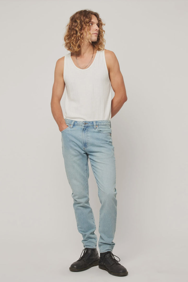 Rolla's Tim Slims Jean - Keel Blue - Bleached Vintage Indigo