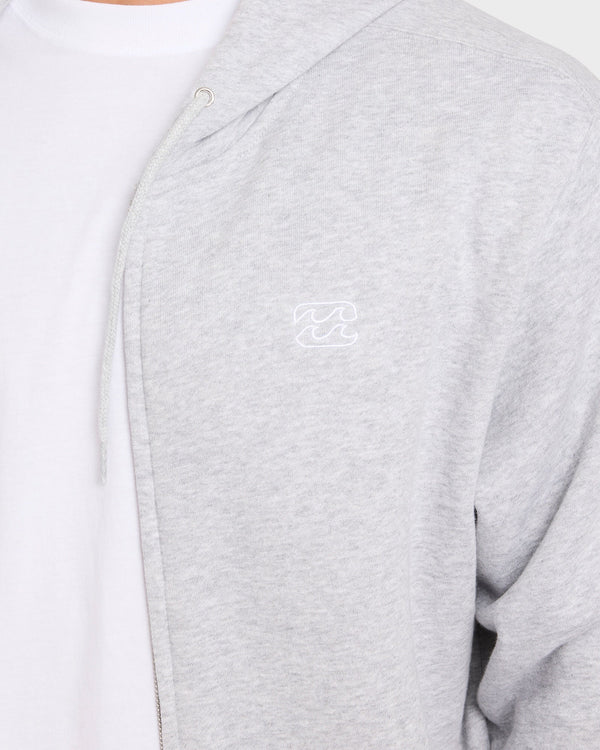 Billabong Premium Wave Wash Zip Thru Hood - Light Grey Heather