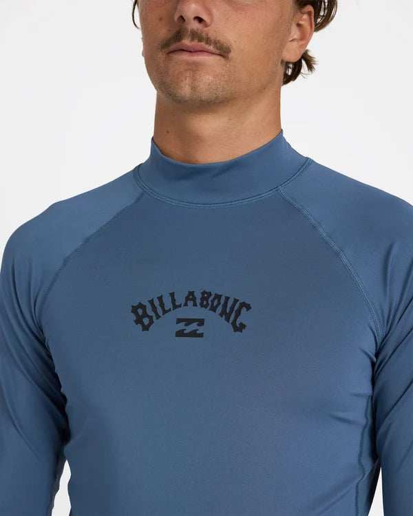 Billabong Mens All Day Arch UPF 50 Long Sleeve Rash Vest -Steel Blue