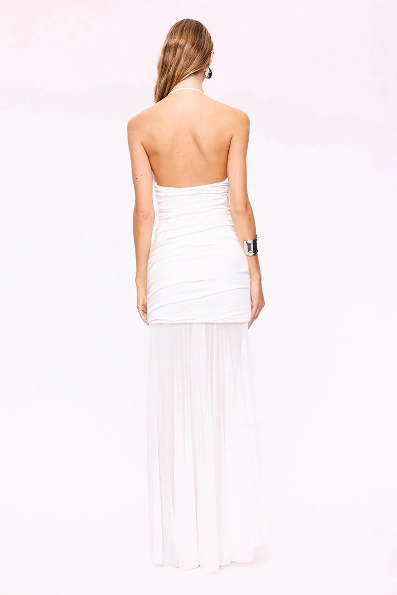 Suboo Violette Ruched Maxi Dress - White