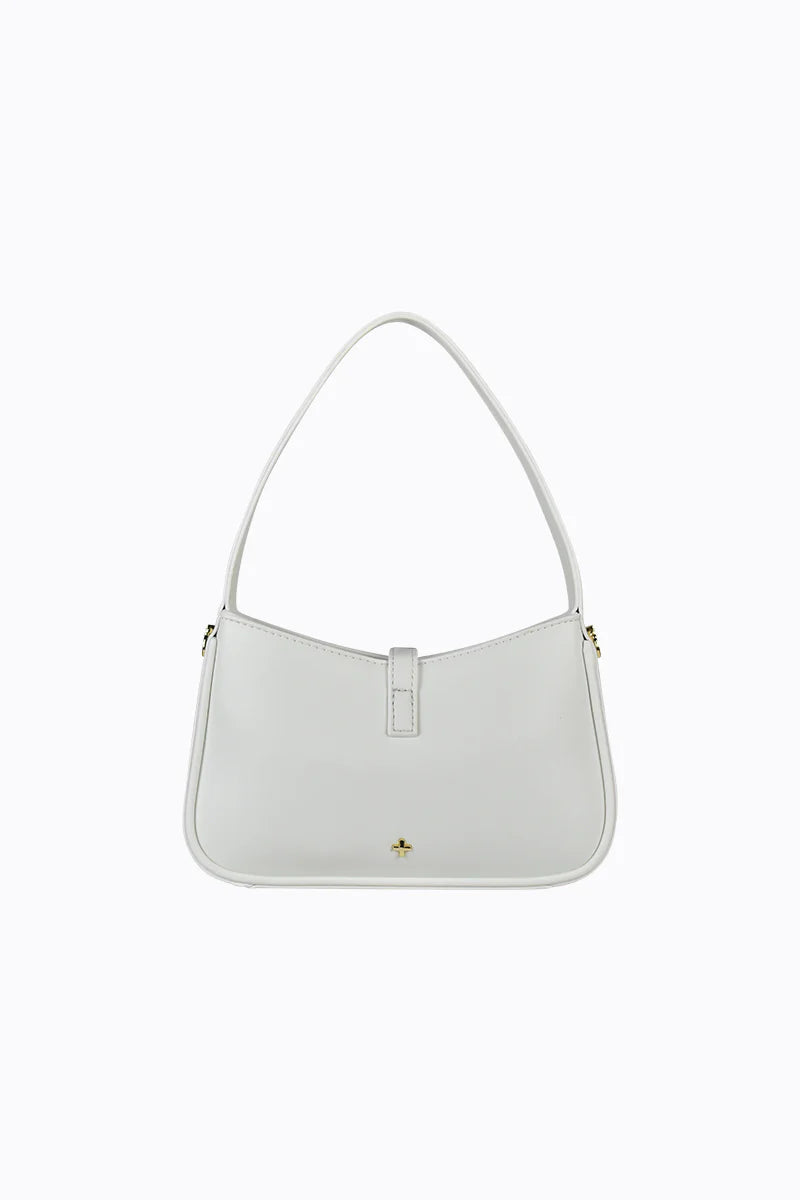 Peta + Jain Ollie Clip Front Shoulder Bag-White PU/Gold
