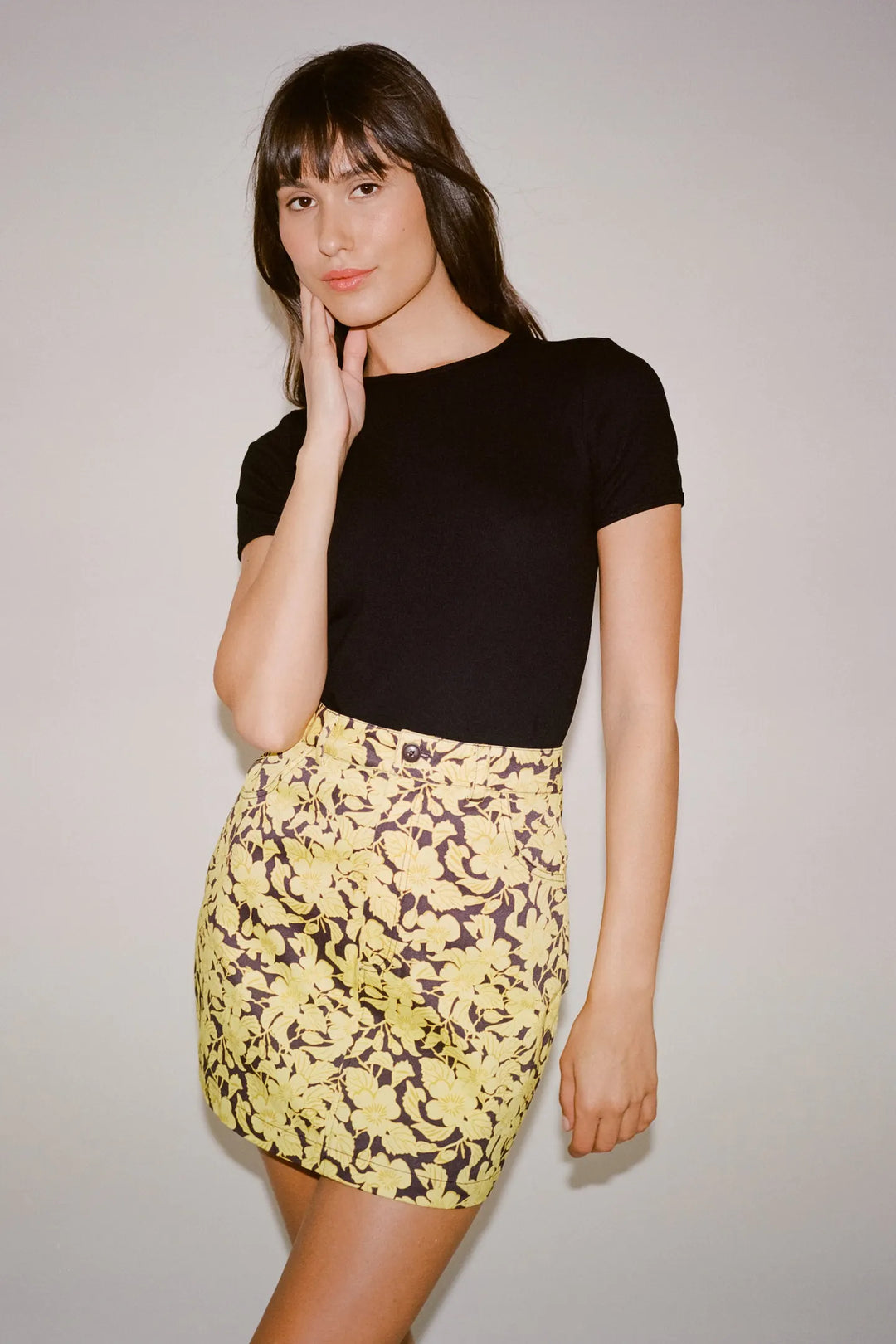 Ivy Floral Mini Skirt - Yellow