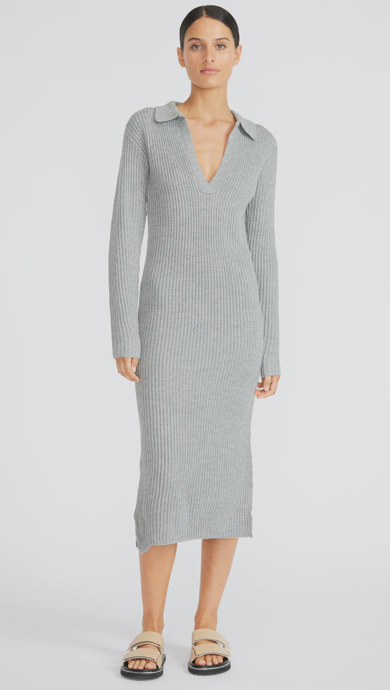 Ivy Knit Midi Dress- Grey Marle