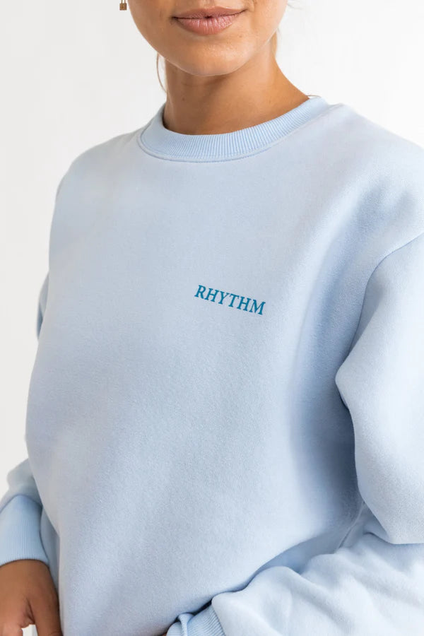 Lo Fi Sunset Crew Neck Fleece - Blue Smoke