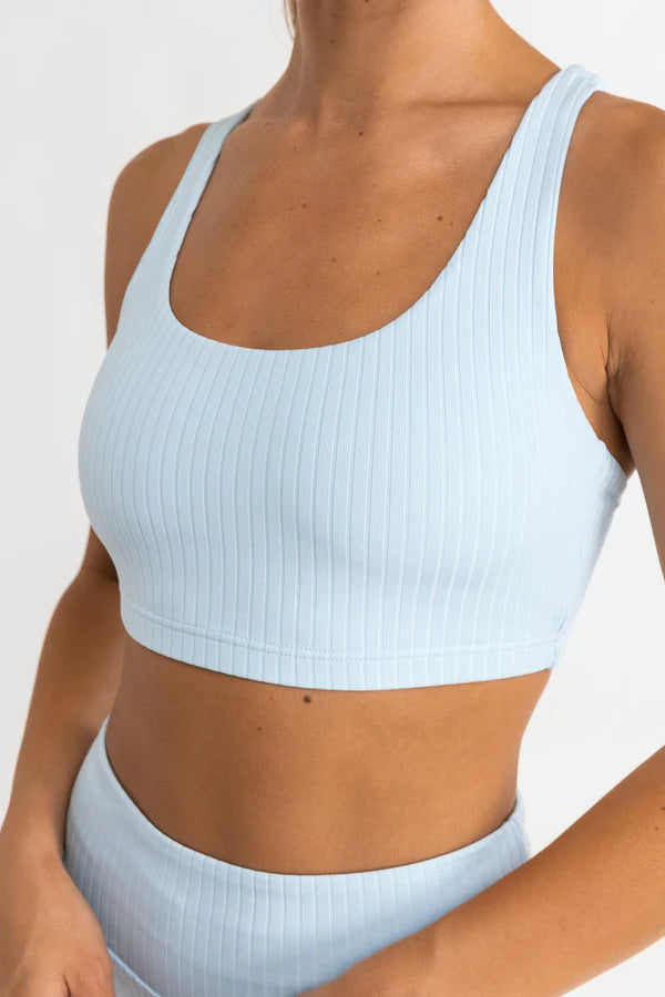 Elle Ribbed Crop Top - Blue Smoke