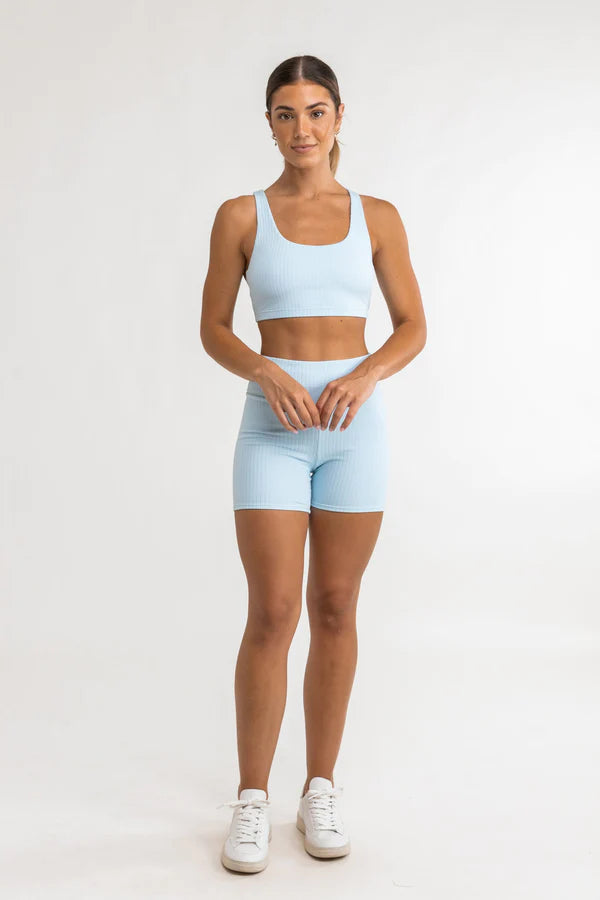 Elle Ribbed Crop Top - Blue Smoke