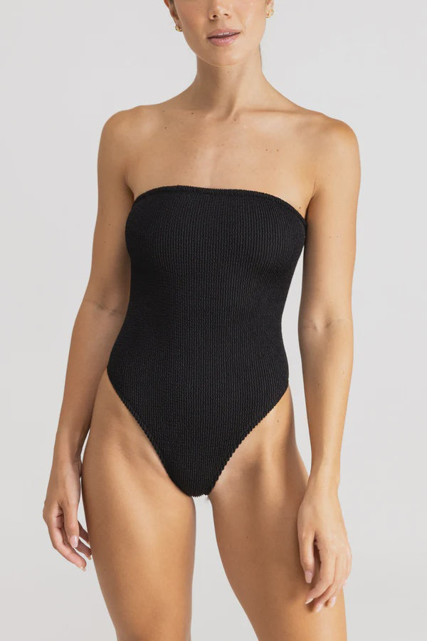 Wave Break Strapless One Piece - Black