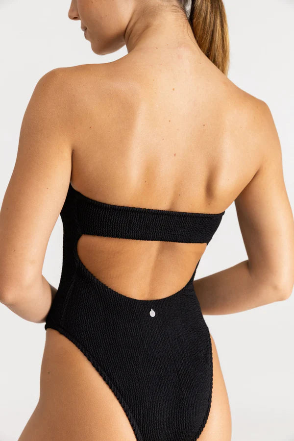 Wave Break Strapless One Piece - Black