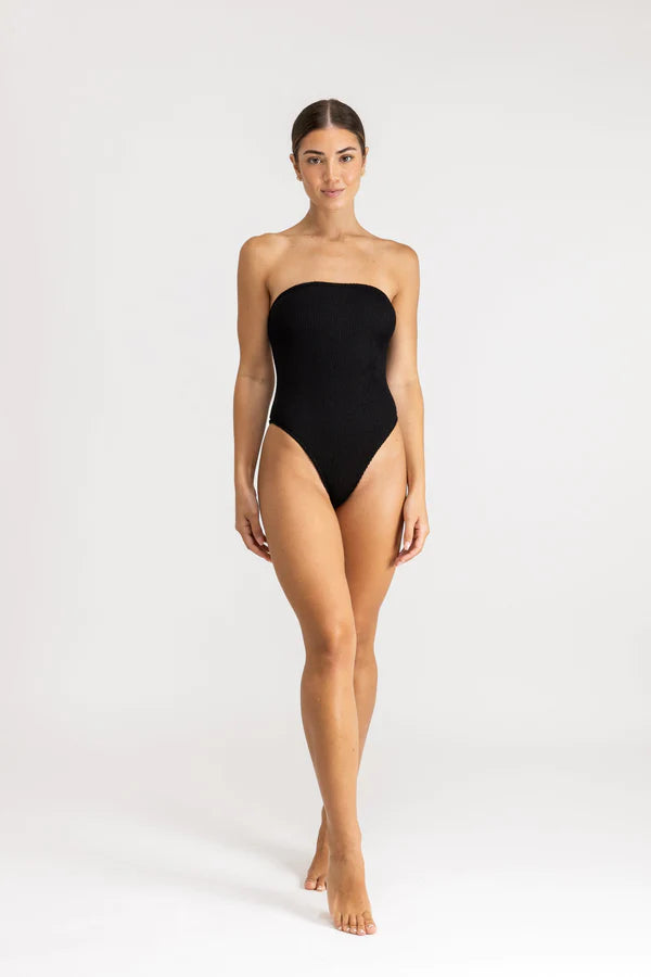 Wave Break Strapless One Piece - Black