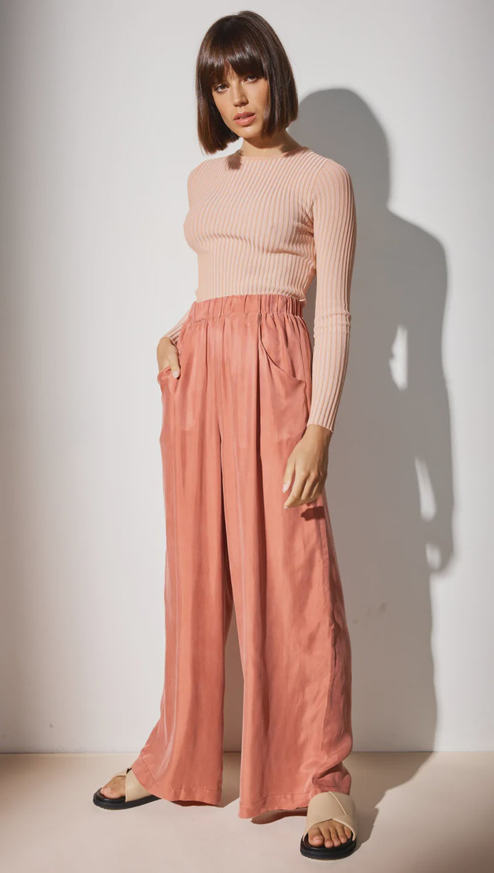 Elena Wide Leg Pant - Terracotta